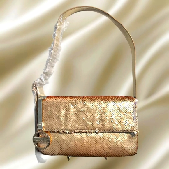 Nicole Miller Sequin Shoulder Bag (Gold) NYE - Picture 1 of 12